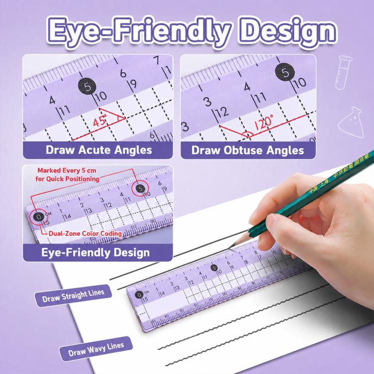 8PCS / Set Anti-myopia Compass and Ruler Set For Students