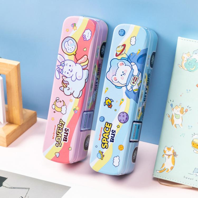 Creative Bus Double-Layer Metal Pencil Box