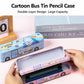 Creative Bus Double-Layer Metal Pencil Box