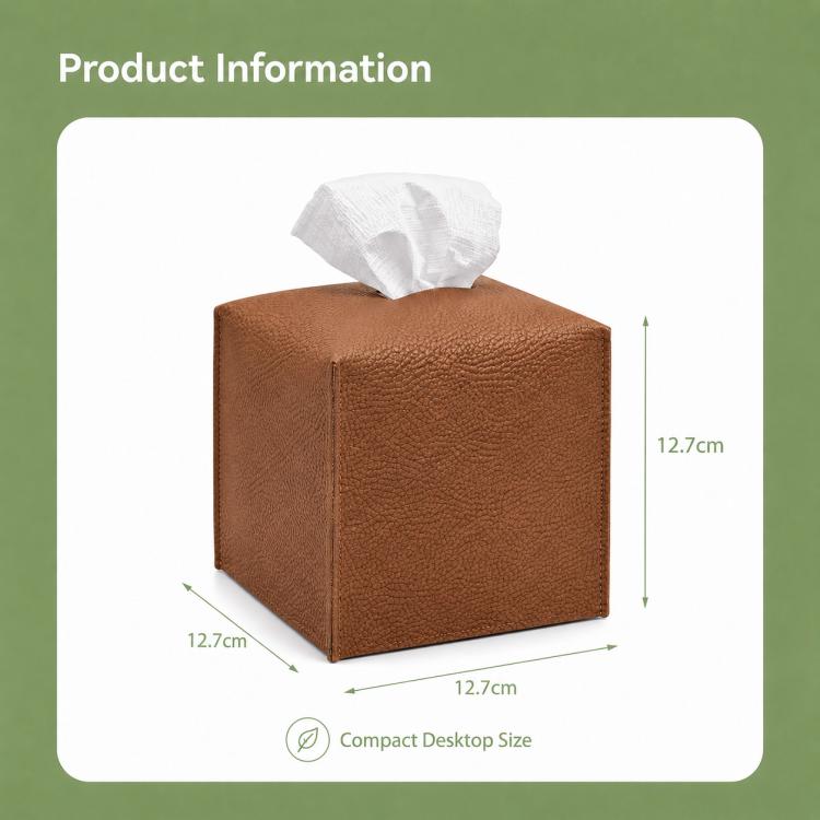 Dustproof PU Leather Tissue Storage Box, Square, Oblong