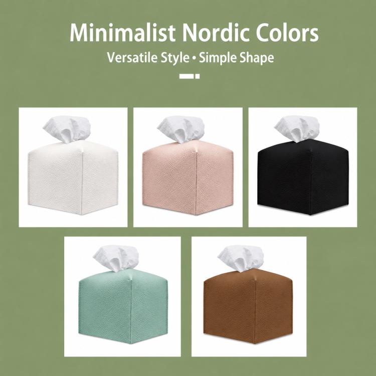 Dustproof PU Leather Tissue Storage Box, Square, Oblong