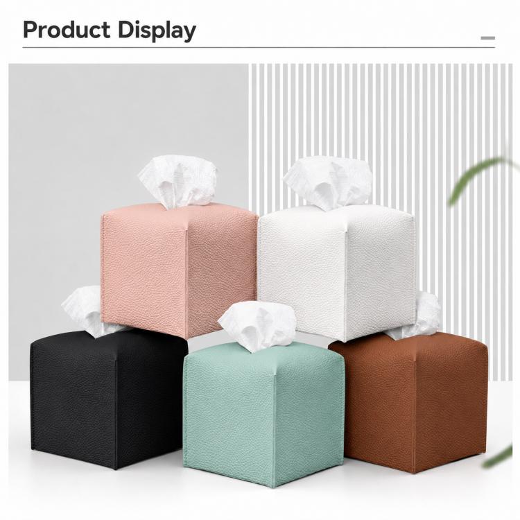 Dustproof PU Leather Tissue Storage Box, Square, Oblong