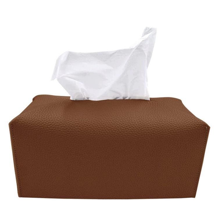 Dustproof PU Leather Tissue Storage Box, Square, Oblong