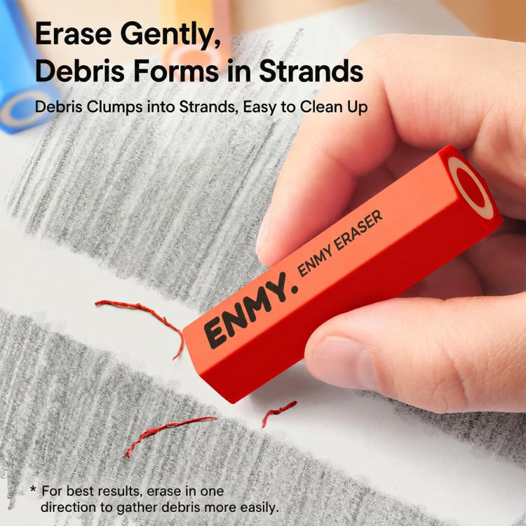 ENMY 4 PCS/Pack Hexagonal Pencil-Shaped Eraser for Pencils, Sketching, Drawing