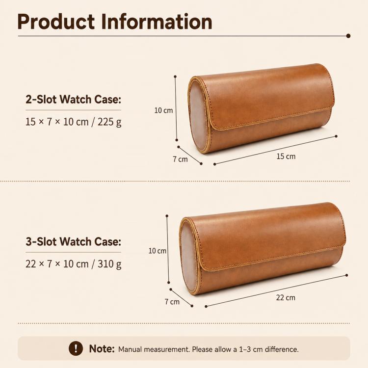 Portable Vintage Leather Watch Storage Case, Two Slots, Three Slots