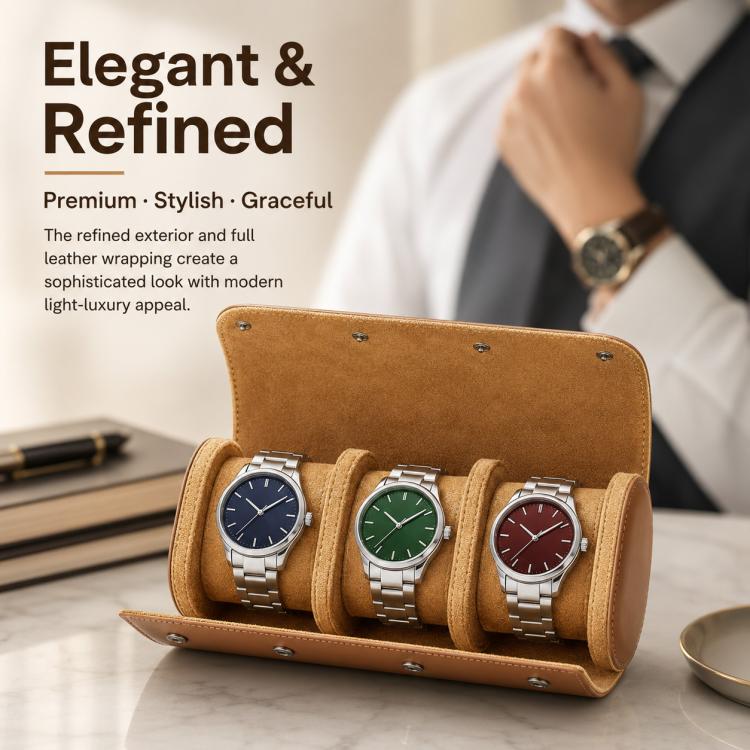Portable Vintage Leather Watch Storage Case, Two Slots, Three Slots