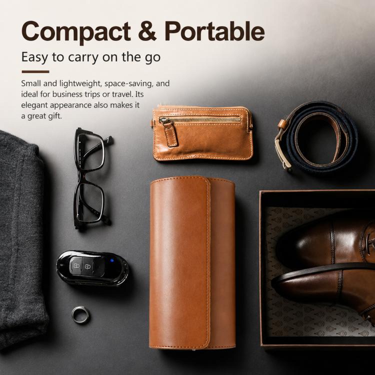 Portable Vintage Leather Watch Storage Case, Two Slots, Three Slots