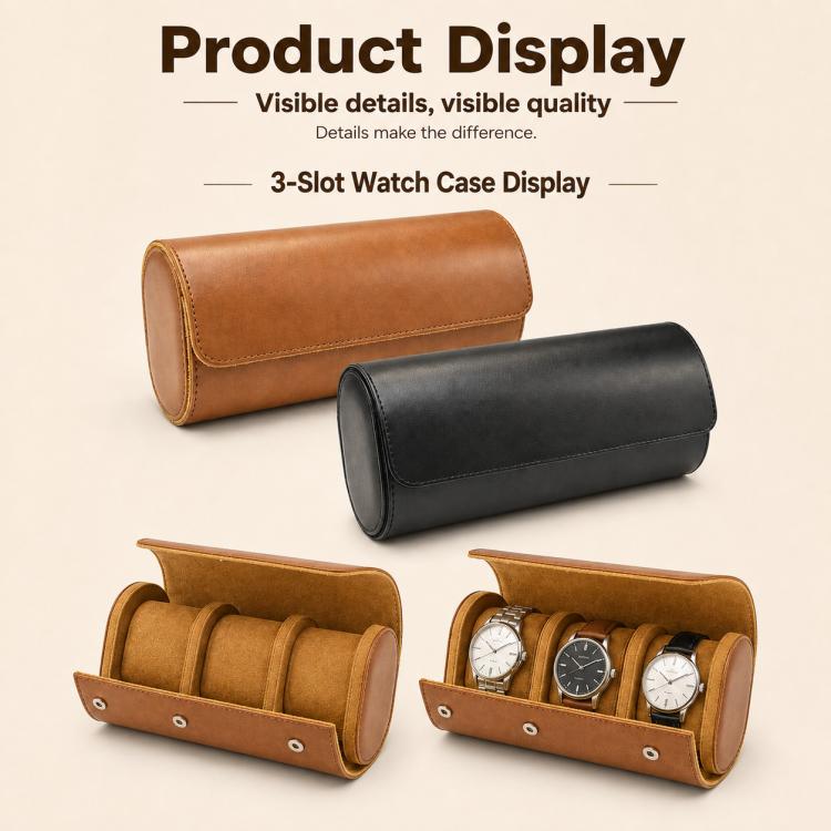 Portable Vintage Leather Watch Storage Case, Two Slots, Three Slots
