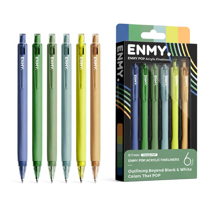 ENMY 6 PCS/Box POP Acrylic Fineliners Washable Colored Gel Pen