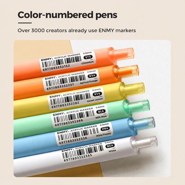 ENMY 6 PCS/Box POP Acrylic Fineliners Washable Colored Gel Pen