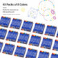 Bulk classroom crayon packs with multiple groups of blue crayons in sleeves