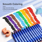 Washable color crayons with rainbow color strokes and blue crayon barrels