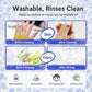 Washable crayon set washability guide with cleaning-before-and-after panels