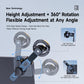 Magnetic car phone mount with adjustable height and 360-degree rotating bracket