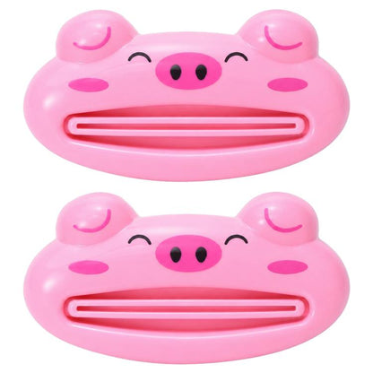 2 PCS/Pack Cute Cartoon Rolling Toothpaste Squeezer, Pink Pig, Frog, Panda