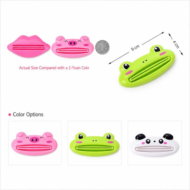 2 PCS/Pack Cute Cartoon Rolling Toothpaste Squeezer, Pink Pig, Frog, Panda