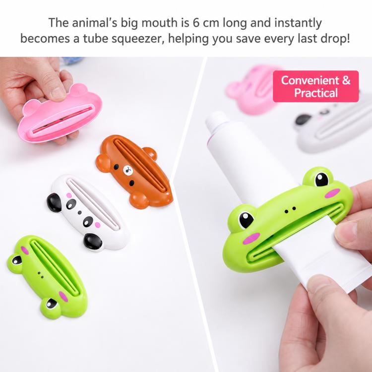 2 PCS/Pack Cute Cartoon Rolling Toothpaste Squeezer, Pink Pig, Frog, Panda
