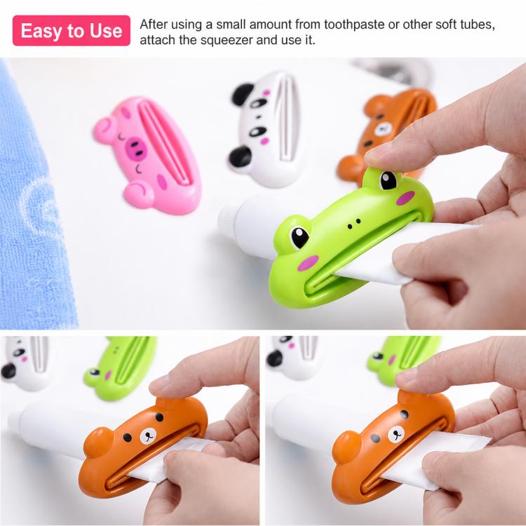 2 PCS/Pack Cute Cartoon Rolling Toothpaste Squeezer, Pink Pig, Frog, Panda