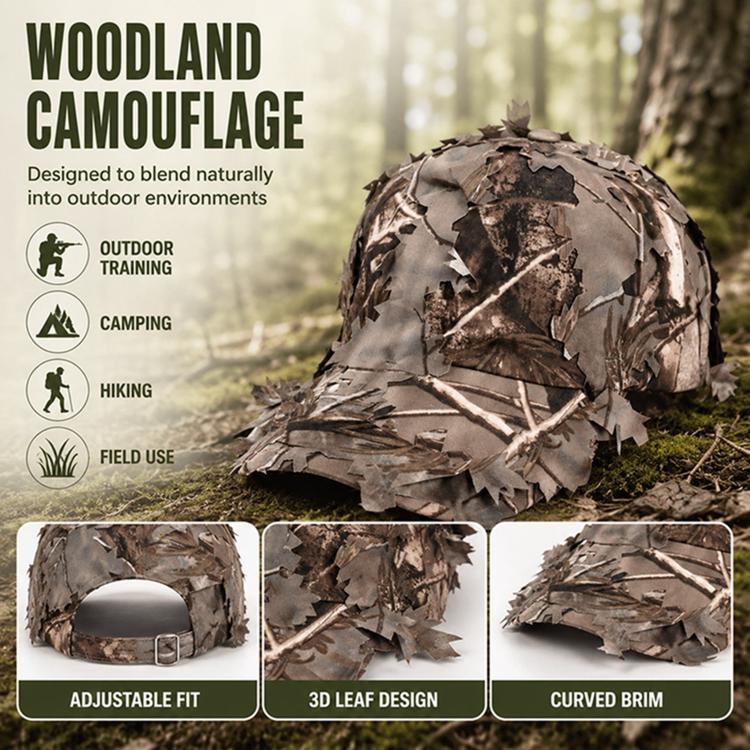 Outdoor Training Leaf Camouflage Baseball Sunshade Cap, Dome Cap