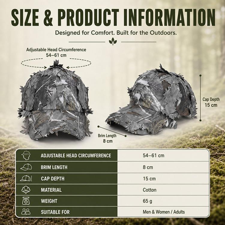 Outdoor Training Leaf Camouflage Baseball Sunshade Cap, Dome Cap