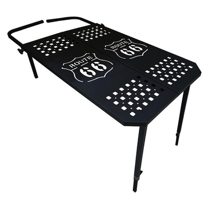 Outdoor Camping Off-Road Portable Folding Metal Dining Table, Checkered, Mosaic