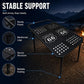 Outdoor Camping Off-Road Portable Folding Metal Dining Table, Checkered, Mosaic