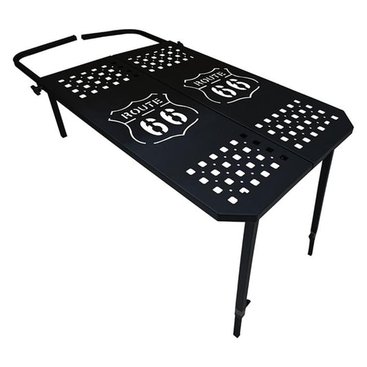 Outdoor Camping Off-Road Portable Folding Metal Dining Table, Checkered, Mosaic