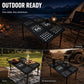 Outdoor Camping Off-Road Portable Folding Metal Dining Table, Checkered, Mosaic