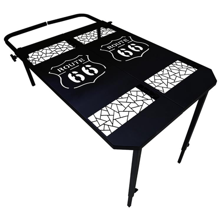 Outdoor Camping Off-Road Portable Folding Metal Dining Table, Checkered, Mosaic