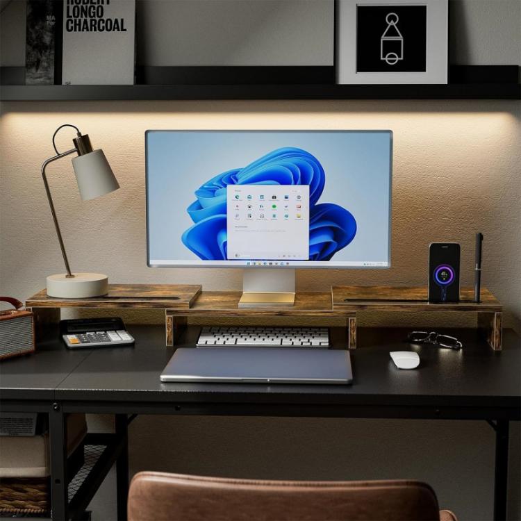 Adjustable Wooden Rotating Monitor Stand