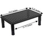 Black ventilated monitor stand with perforated top, 14.5 x 9.25 x 11.75 in