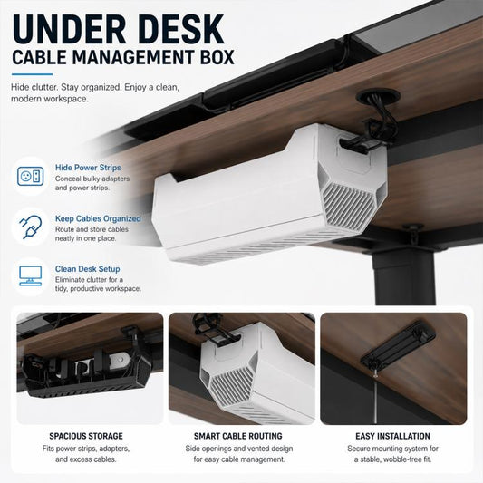 Under-Desk Metal Cable Management Box