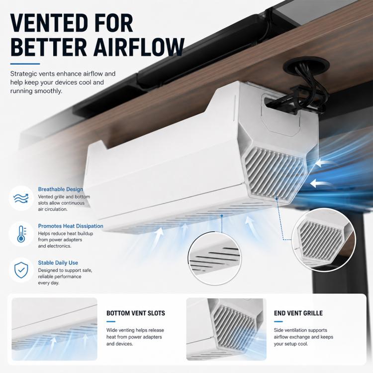 Under-Desk Metal Cable Management Box