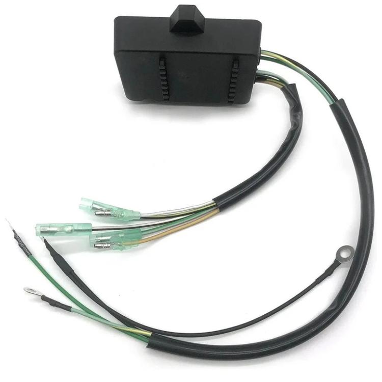 Ignition switch box wiring harness with black connector and multi-color leads