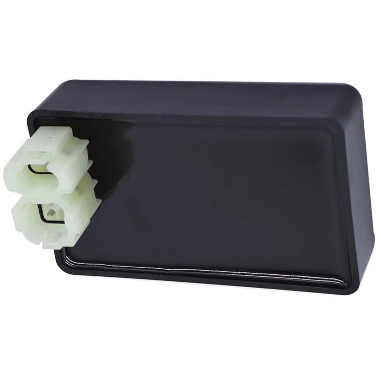 Black ignition control module side view with white multi-pin connector