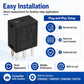 Black 5-pin relay with easy installation step graphic