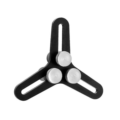 Black piston ring squaring tool with three silver sliding anvils