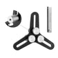 Piston ring squaring tool with three silver anvils and attached thickness gauge