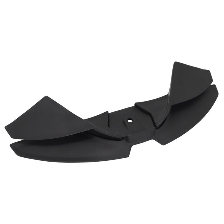 Motorcycle front spoiler downforce winglets, black aerodynamic center section