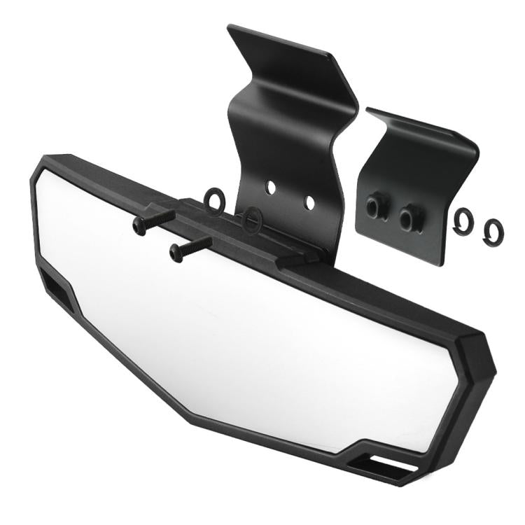 UTV rear view mirror kit with black frame, brackets, and mounting hardware
