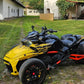 Smoked dashboard cowl on a Can-Am Spyder trike, black tinted front cover