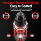 Cordless drill driver front view with red-and-black housing and control switch