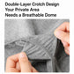 Gray disposable boxer briefs with double-layer crotch and stitched leg opening detail