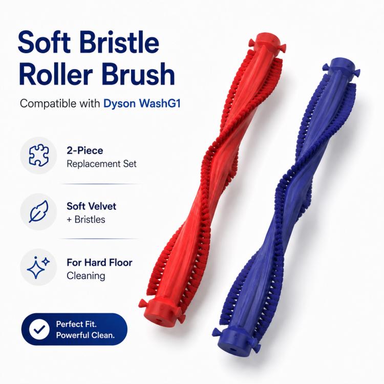 Wet Floor Cleaner Dual Bristle Rollers Brush Replacement Part, Bristle Rollers Brush