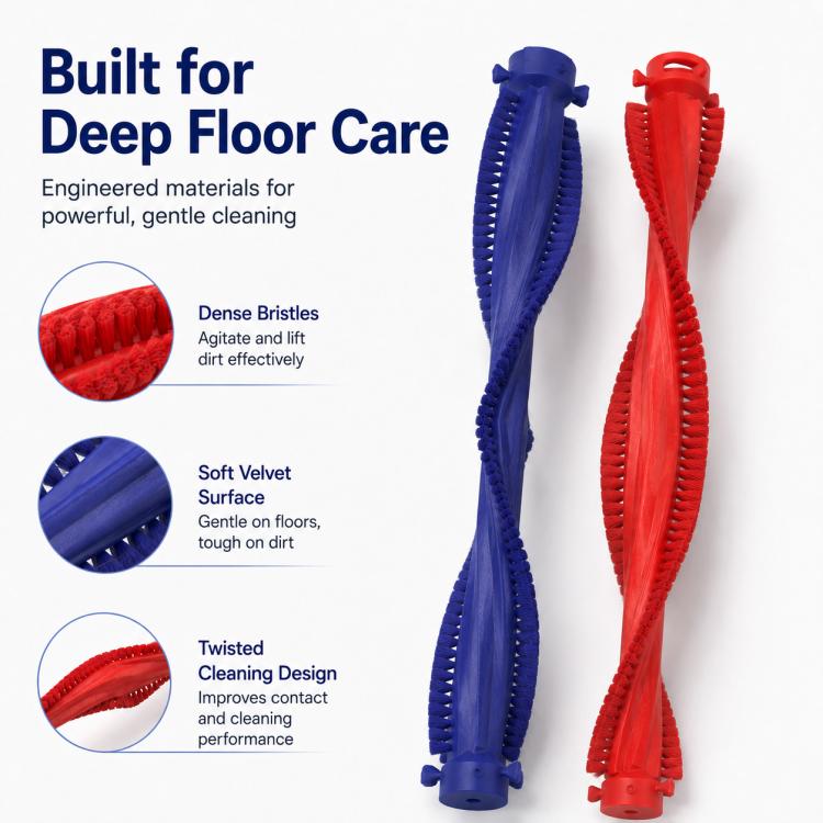 Wet Floor Cleaner Dual Bristle Rollers Brush Replacement Part, Bristle Rollers Brush