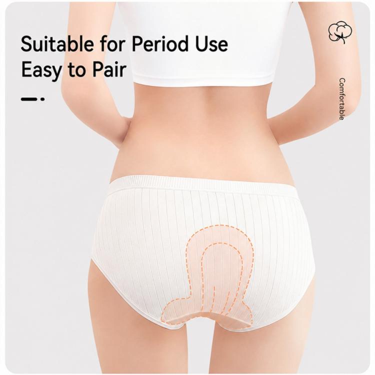 Women disposable brief underwear, white, on-model back view with stitched crotch panel
