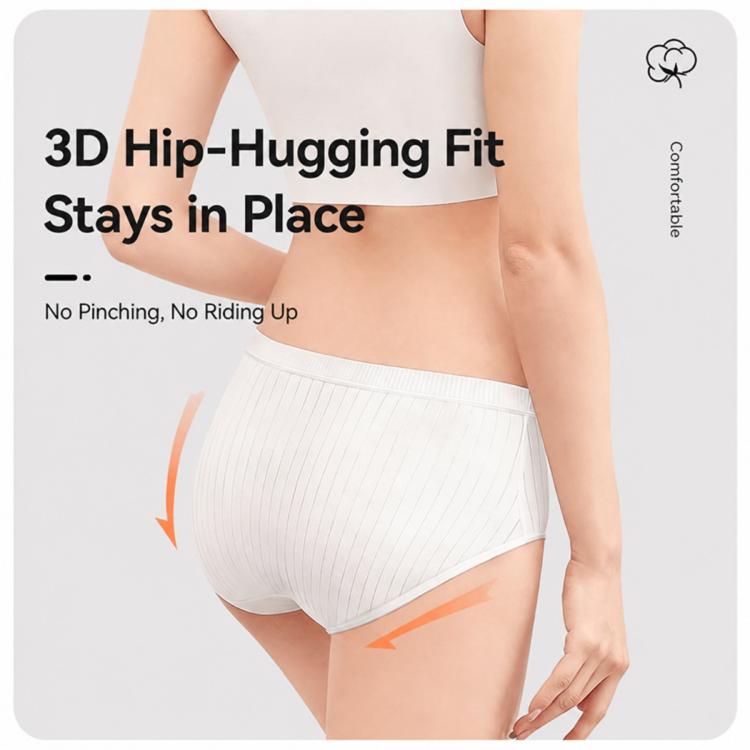 Women disposable brief underwear, white, 3D hip-hugging fit with no-riding-up design