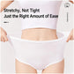 Women’s disposable brief underwear, white pinstripe fabric, stretchy waistband