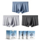3-pack men’s disposable boxer briefs in light blue-gray and silver-gray, with dark gray