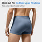Men's disposable boxer brief, blue, smooth front, elastic waistband, full shorts view.